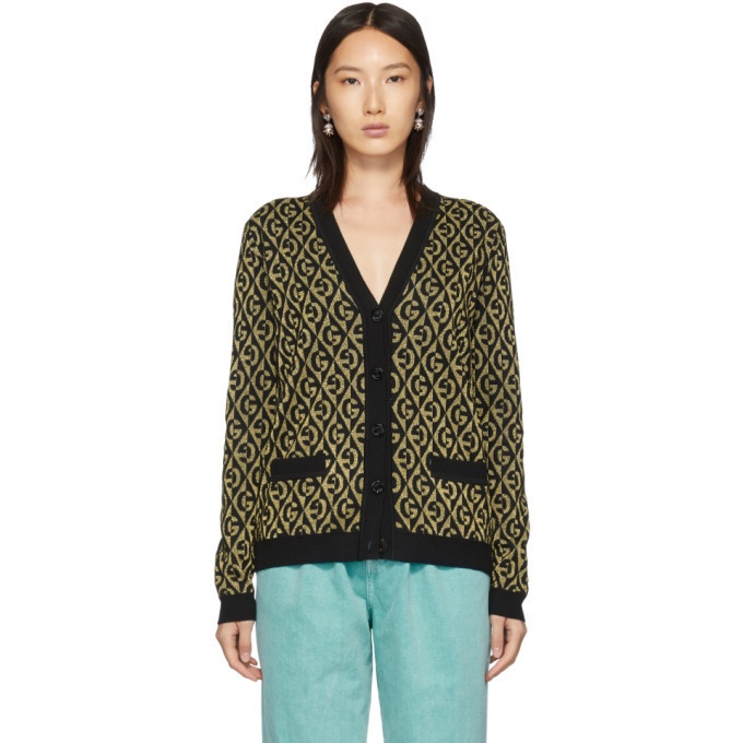 Gucci Black and Gold Lame G Cardigan Gucci
