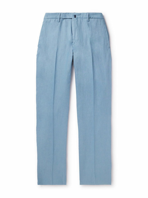 Photo: Incotex - Slim-Fit Straight-Leg Linen Trousers - Blue