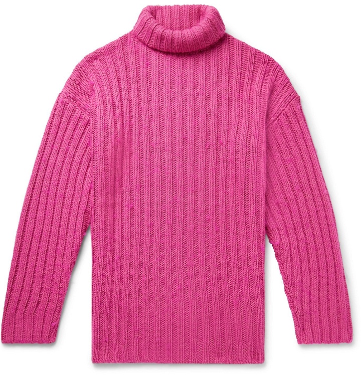 Photo: Our Legacy - Brushed Ribbed-Knit Rollneck Sweater - Pink