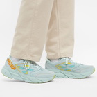 Hoka One One Men's M Clifton L Embroidery Sneakers in Blue Glass/Radiant Yellow