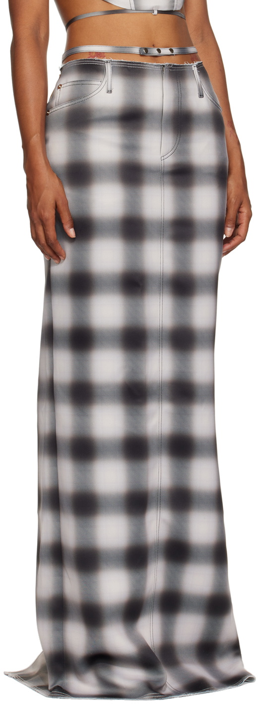 JUNEYEN Beige Check Maxi Skirt