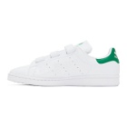 adidas Originals White and Green Velcro Stan Smith Sneakers