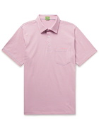 SID MASHBURN - Striped Cotton-Jersey Polo Shirt - Pink