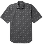 Balenciaga - Logo-Print Checked Cotton-Poplin Shirt - Black