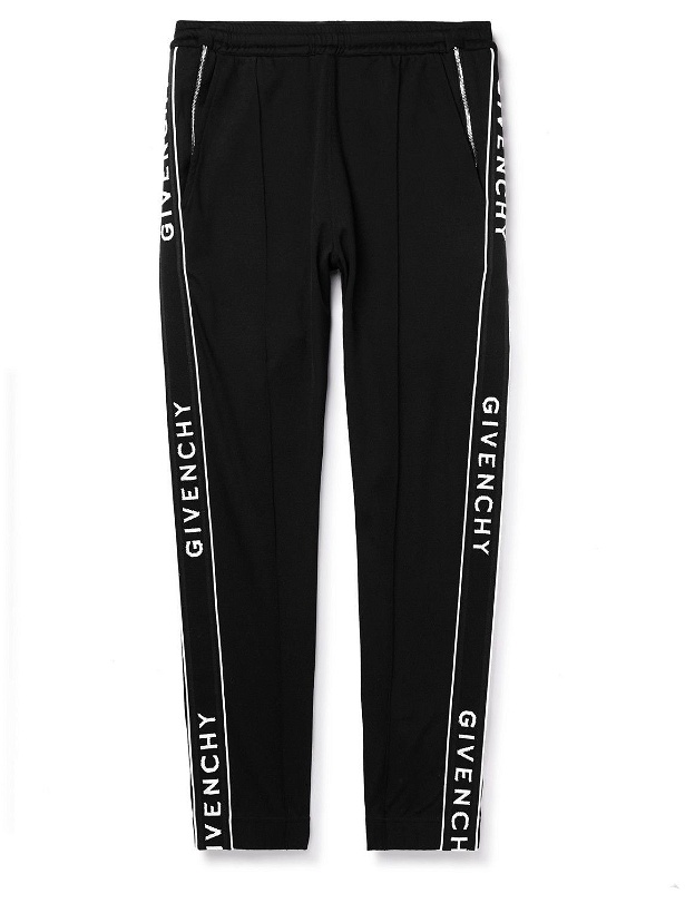 Photo: Givenchy - Slim-Fit Tapered Logo-Embroidered Tech-Jersey Track Pants - Black