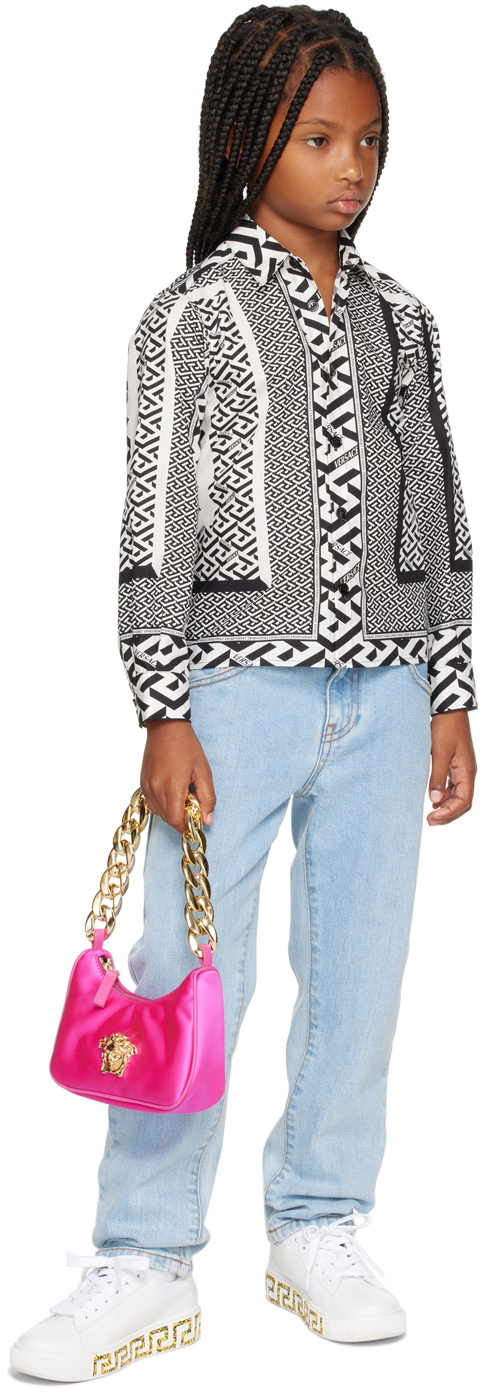 Versace Kids Black & White La Greca Shirt