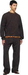Dries Van Noten Black & Brown Printed Sweatpants