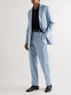 Caruso - Panarea Straight-Leg Pleated Cotton-Blend Twill Suit Trousers - Blue