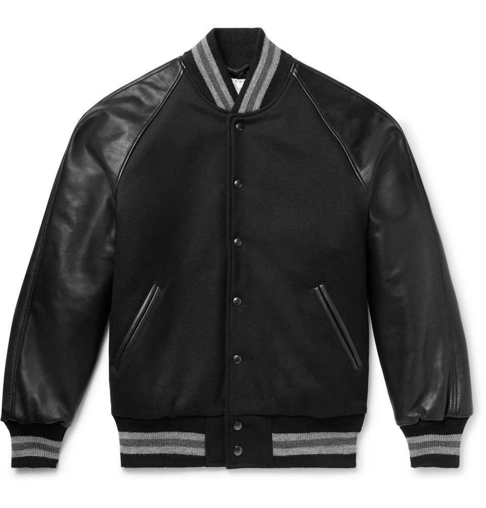 GOLDEN BEAR Sukajan Leather-Trimmed Satin Bomber Jacket for Men