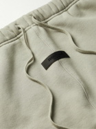 FEAR OF GOD ESSENTIALS - Straight-Leg Logo-Flocked Cotton-Blend Jersey Sweatpants - Gray