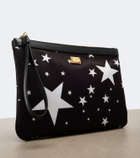 Dolce&Gabbana Printed leather-trimmed satin pouch