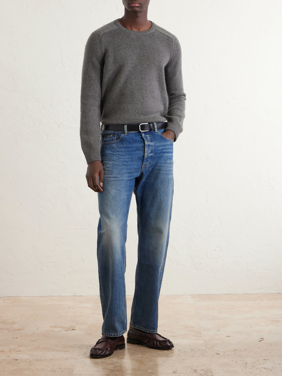SAINT LAURENT - Cashmere and Wool-Blend Sweater - Gray