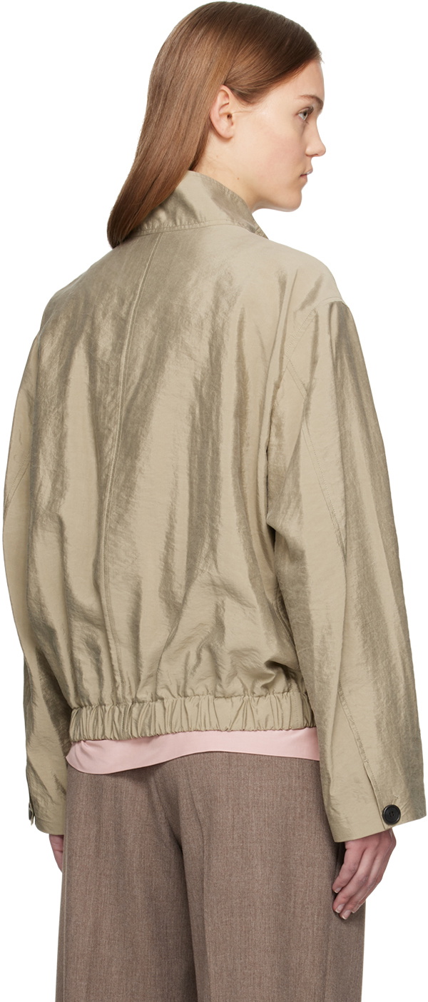 UMBER POSTPAST Khaki Stand Collar Bomber Jacket