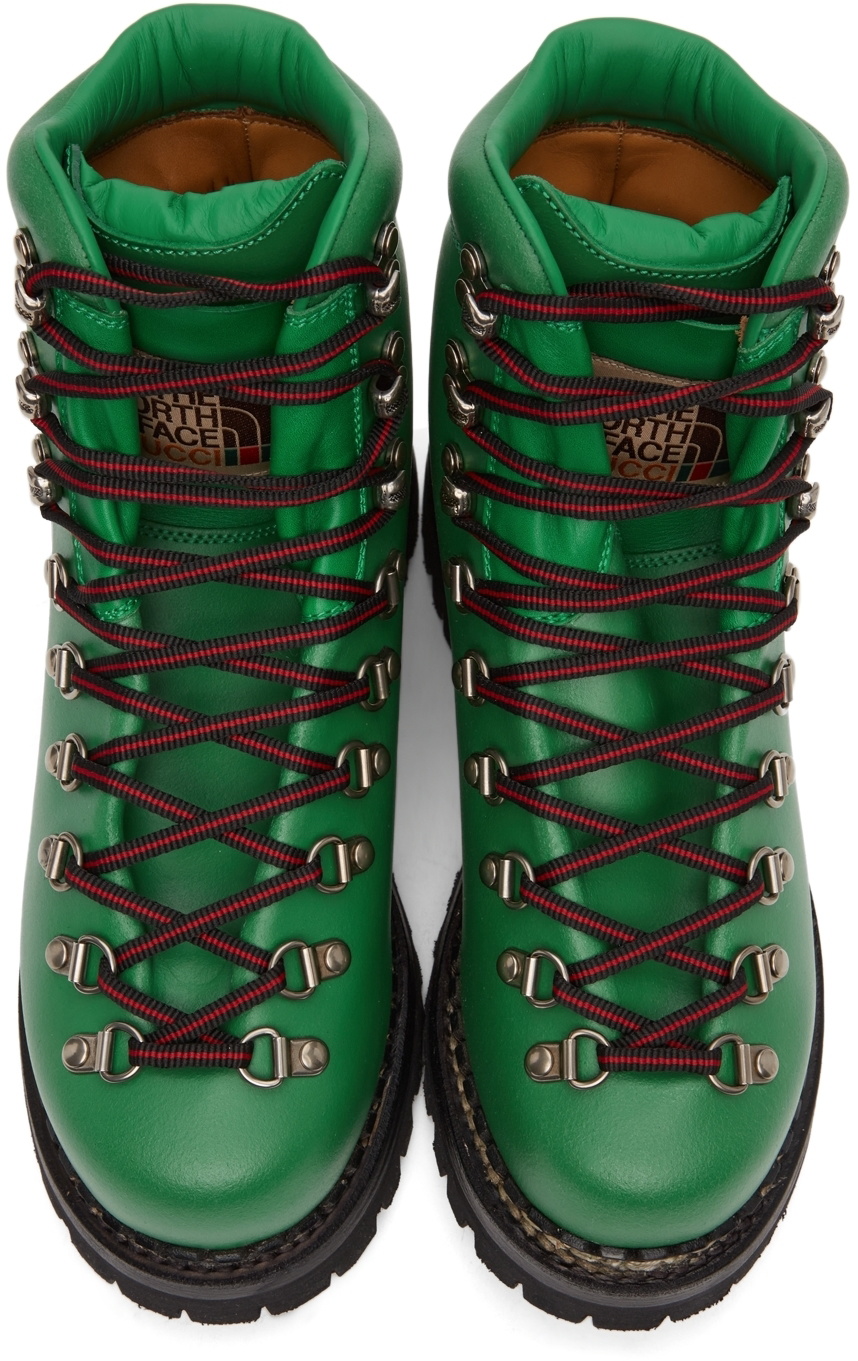 Gucci X The North Face Green Leather Lace-up Boots Size 38