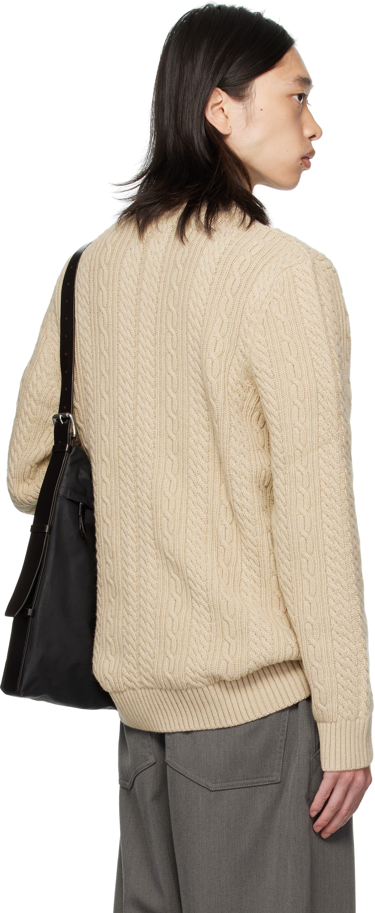 Barbour Beige Lowfen Cable-Knit Sweater