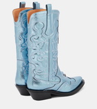 Ganni Embroidered metallic cowboy boots