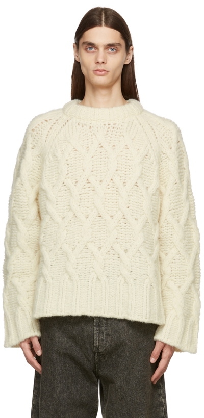 Photo: Acne Studios Off-White Chunky Cable Knit Sweater