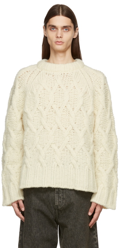 Photo: Acne Studios Off-White Chunky Cable Knit Sweater