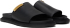 Moschino Black Calfskin Logo Plaque Sandals
