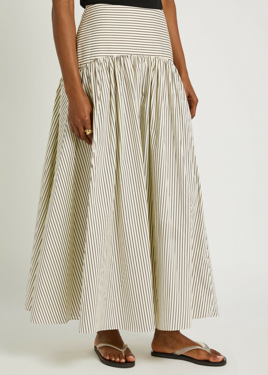 Staud Procida Striped Stretch-cotton Skirt White