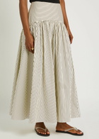 Staud Procida Striped Stretch-cotton Skirt White