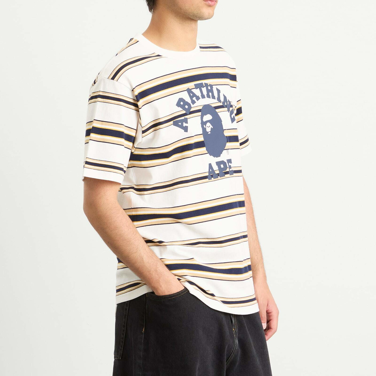 A Bathing Ape Men's College Stripe T-Shirt in White