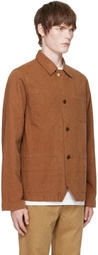 Drake's Brown Canvas Mitred Chore Jacket