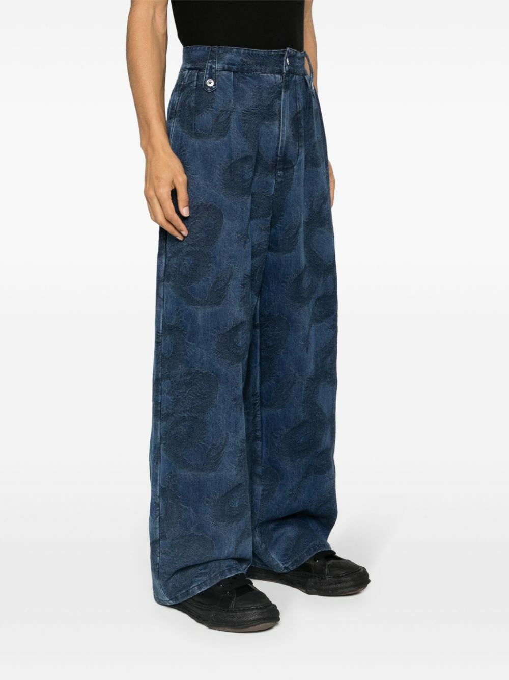 Feng Chen Wang Blue Dragon-Jacquard Straight-Leg Jeans Feng Chen Wang
