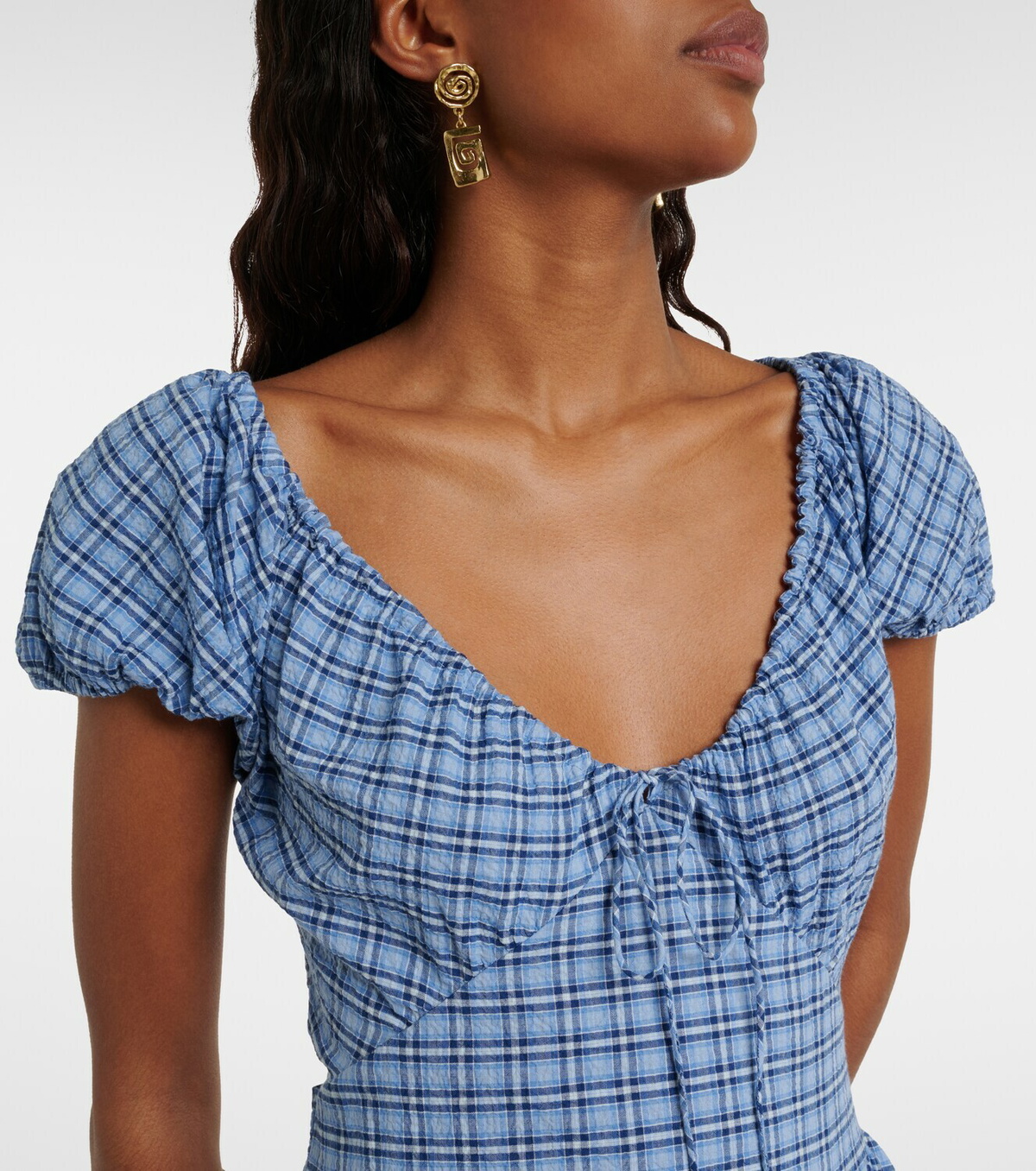 Faithfull Edessa checked cotton maxi dress