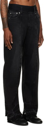 ALAINPAUL Black Elasticated Waist Knee Shape Jeans