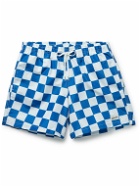 Bather - Straight-Leg Mid-Length Checked Recycled Swim Shorts - Blue