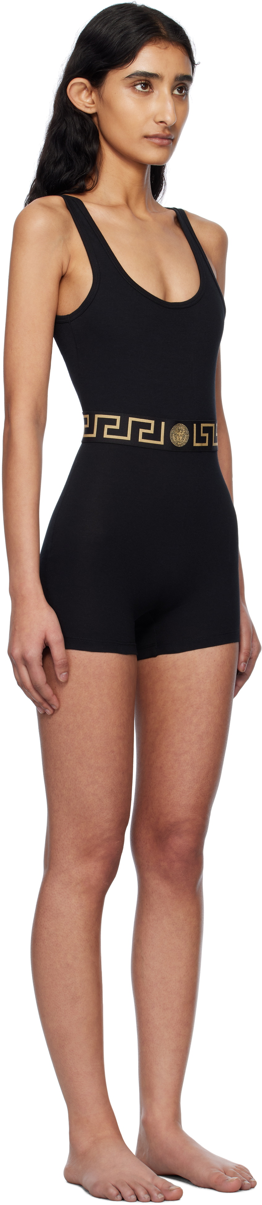 Versace Underwear Black Greca Border Jumpsuit