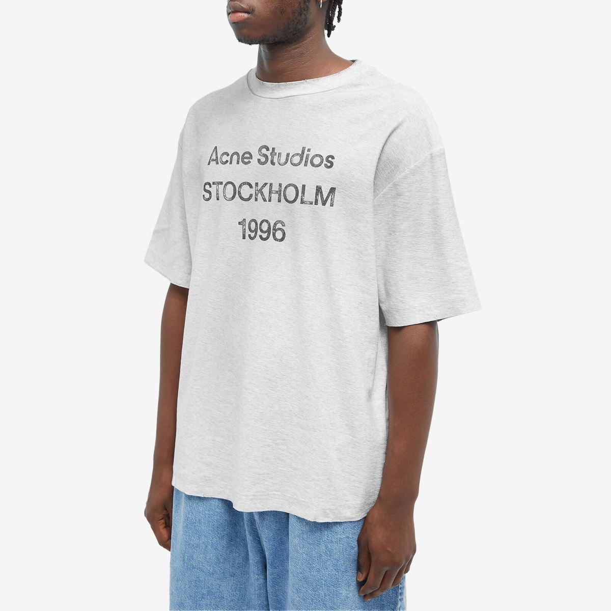 Acne Studios Men's Exford 1996 Logo T-Shirt in Pale Grey Acne Studios Men's Exford 1996 Logo T-Shirt in Pale Grey