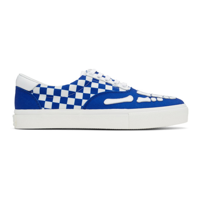 Photo: Amiri Blue and White Checkered Skeleton Toe Sneakers