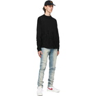 Palm Angels Black Wool Distressed Flames Sweater