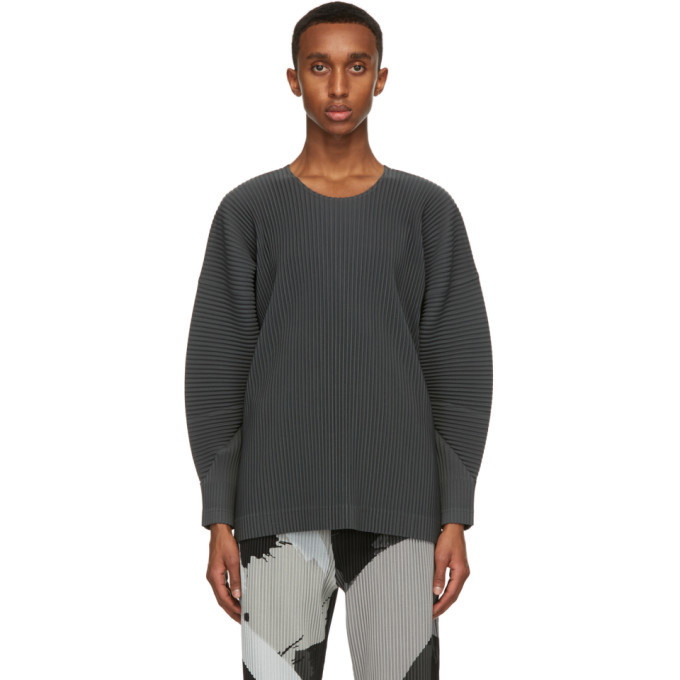 Photo: Homme Plisse Issey Miyake Grey Monthly Colors September Long Sleeve T-Shirt