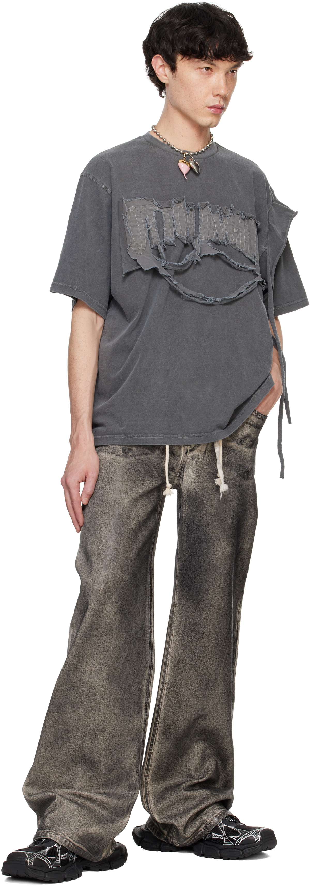 Ottolinger Gray Distressed Oversized T-shirt Ottolinger