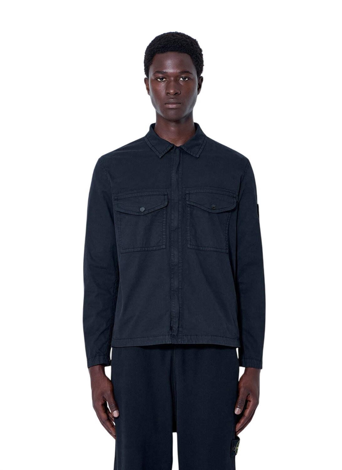Stone Island Black Organic Look Nylon Panama-TC Shirt Stone Island