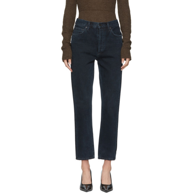 Agolde Indigo Riley Hi Rise Straight Crop Jeans AGOLDE