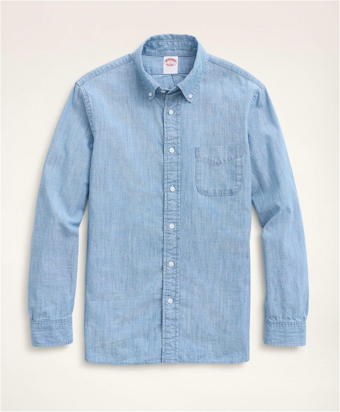 Photo: Brooks Brothers Men's Madison Relaxed-Fit Chambray Sport Shirt | Light Blue