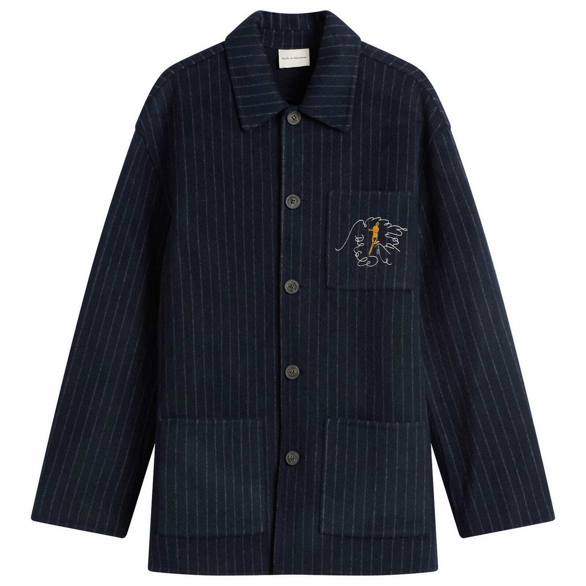 Drôle de Monsieur Men's Drole De Monsieur Pinstriped Jacket in Dark Navy