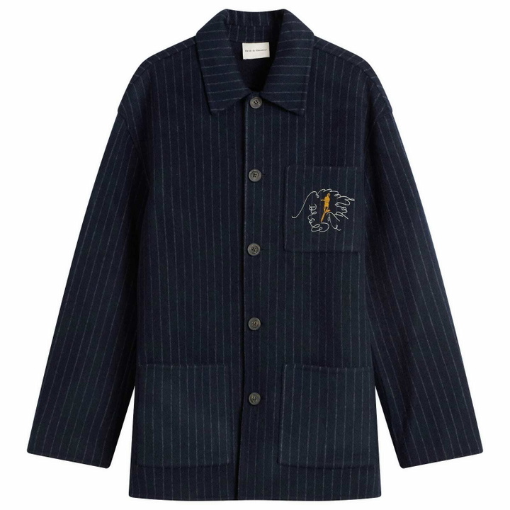 Photo: Drôle de Monsieur Men's Drole De Monsieur Pinstriped Jacket in Dark Navy