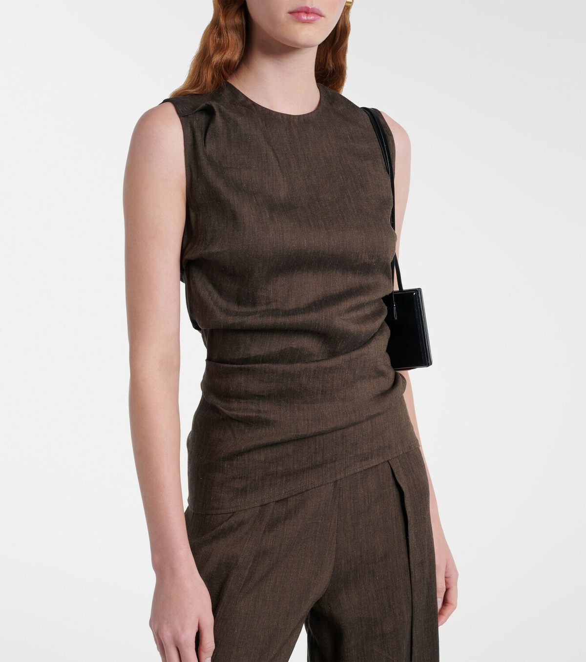 Proenza Schouler Anoushka draped linen-blend slub top