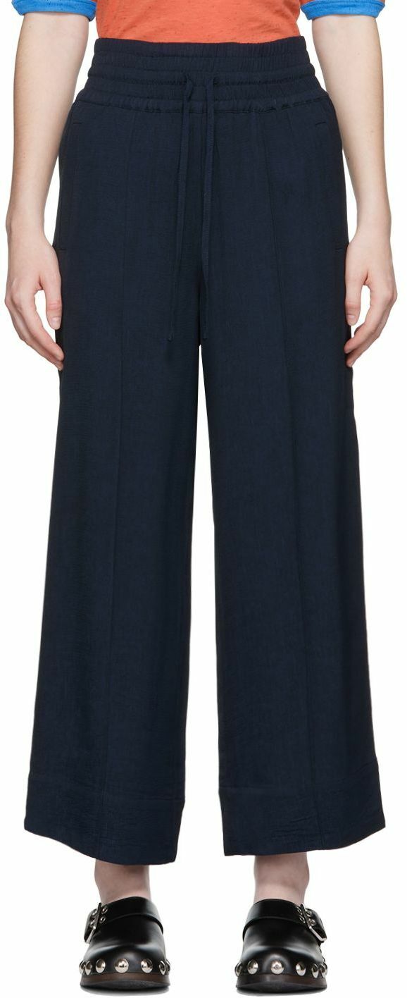 GANNI Navy Cropped Trousers GANNI