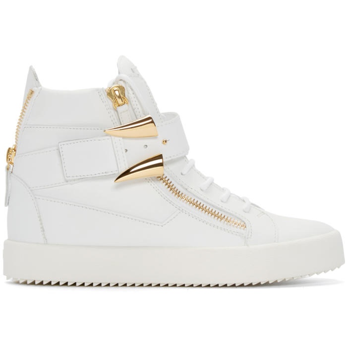 Photo: Giuseppe Zanotti White and Gold Horn High-Top London Sneakers