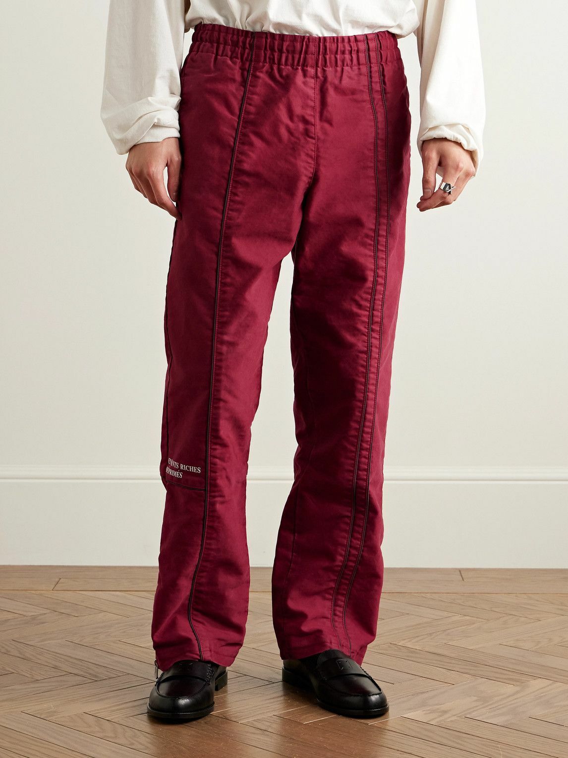 Enfants Riches Déprimés - Straight-Leg Logo-Embroidered Panelled Cotton Track Pants - Burgundy