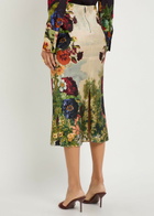 Alice + Olivia Maeve Floral-print Satin Midi Skirt Multicoloured