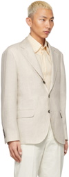 Brunello Cucinelli Beige Linen Herringbone Blazer