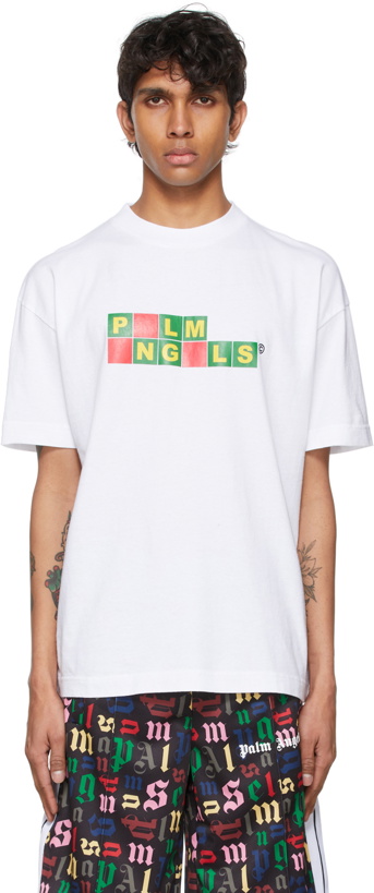 Photo: Palm Angels White Pick A Vowel Classic T-Shirt