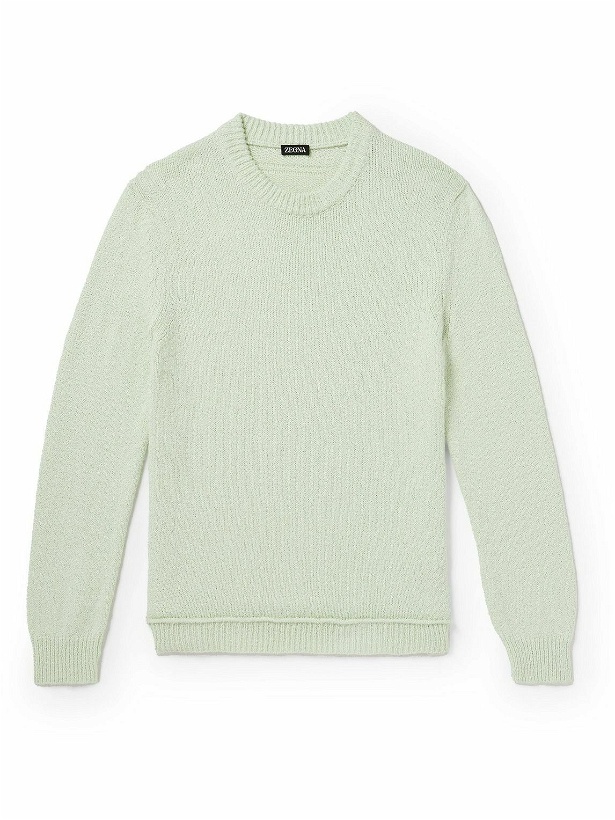 Photo: Zegna - Organic Cotton and Silk-Blend Sweater - Green